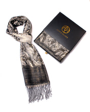 Load image into Gallery viewer, Alice Blake&#39;s Premium Black Metallic Paisley Pashmina