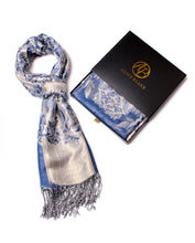 Load image into Gallery viewer, Alice Blake&#39;s Premium Blue Metallic Paisley Pashmina