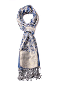 Alice Blake's Premium Blue Metallic Paisley Pashmina