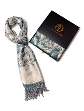 Load image into Gallery viewer, Alice Blake&#39;s Premium Dark Green Metallic Paisley Pashmina