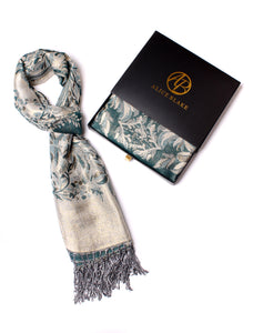 Alice Blake's Premium Dark Green Metallic Paisley Pashmina