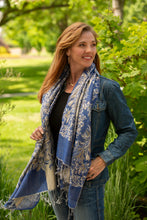 Load image into Gallery viewer, Alice Blake&#39;s Premium Blue Metallic Paisley Pashmina