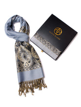 Load image into Gallery viewer, Alice Blake&#39;s Premium Silver Paisley Pashmina