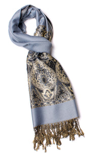 Alice Blake's Premium Silver Paisley Pashmina